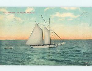 Divided-Back IVANHOE SAILBOAT BOAT OFF THE COAST Asbury Park NJ hp8505