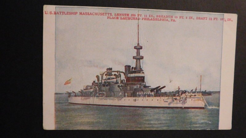 Mint Navy Postcard US Battleship Massachusetts Launched Philadelphia PA America