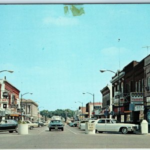 c1960s Clear Lake, IA Main St Downtown Street View Shop Store Sign Cars PC A173