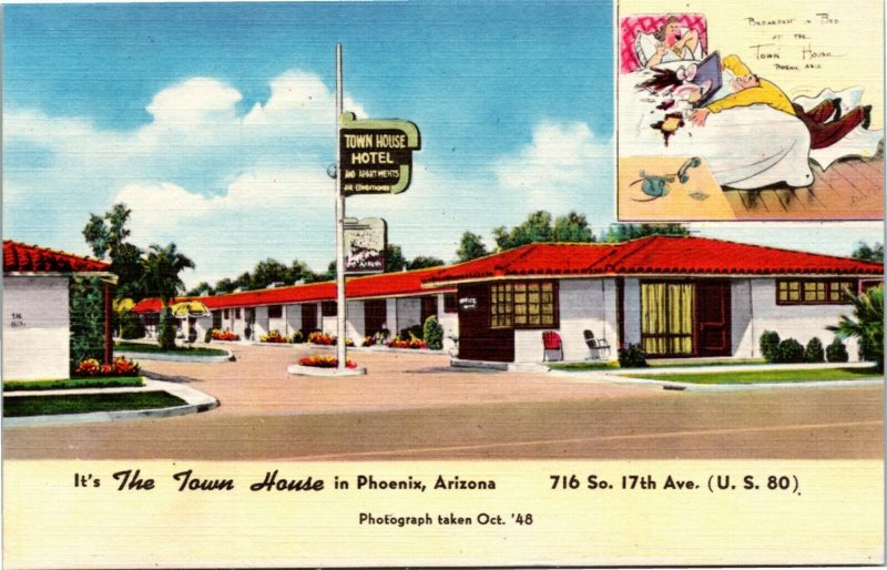 Postcard AR Phoenix The Town House Highway 80 716 So. 17th Ave. LINEN 1948 L14