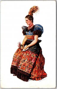 Woman Wearing a Traditional Clothing Costume Cultural Attire Postcard