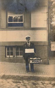 Older Man Selling Peanuts Note Mail Box Real Photo Postcard