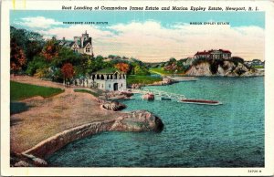 Boat Landing of Comodore James Estate Marion Eppley Estate Newport RI Postcard 
