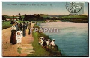 Postcard Old Vichy Pecheurs Au Bord De L & # 39Allier Fishing