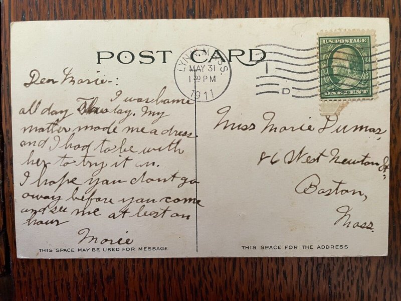 Vintage Postcard 1911 Goldfish Pod, Lafayette Park, Lynn, Massachusetts (MA)