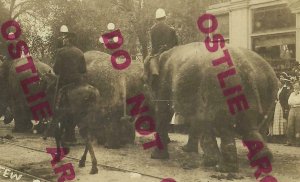 Marshalltown IOWA RPPC c1912 CIRCUS PARADE Ringling Brothers ELEPHANTS Elephant