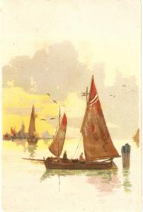 Fishing boats Nice antique  Spanishn postcard