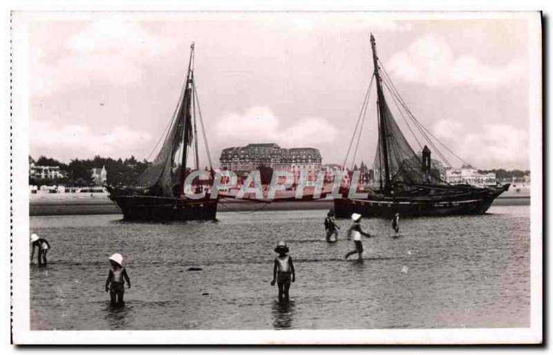 Postcard Old Fishing Boat La Baule Fishing Boats at low tide