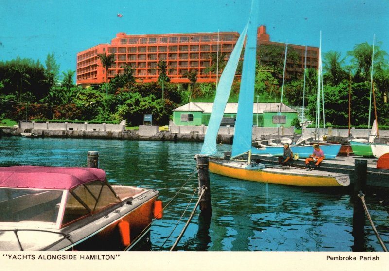 Postcard Yachts Alongside Hamilton Pembroke Parish International Hotel Hamilton