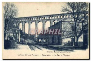 Old Postcard Environs of Aix en Provence Roquefavour Station and Aqueduct