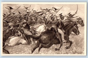 Belgian Postcard Belgian Lancers Riding Horses 1914 Unposted WW1 Tuck Art