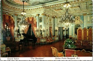 CONTINENTAL SIZE POSTCARD GRAND SALON THE BREAKERS HOTEL OCHRE POINT NEWPORT