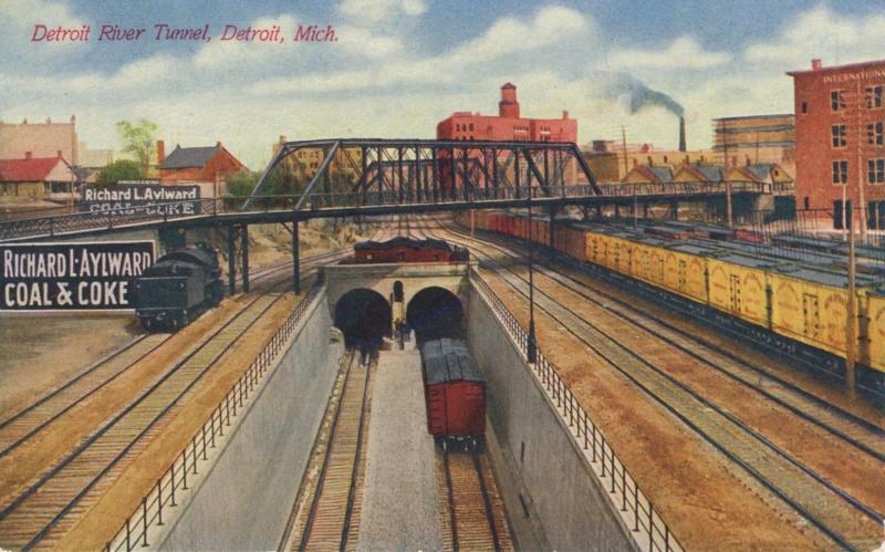 Detroit River Tunnel Detroit MI Michigan Vintage Postcard D23