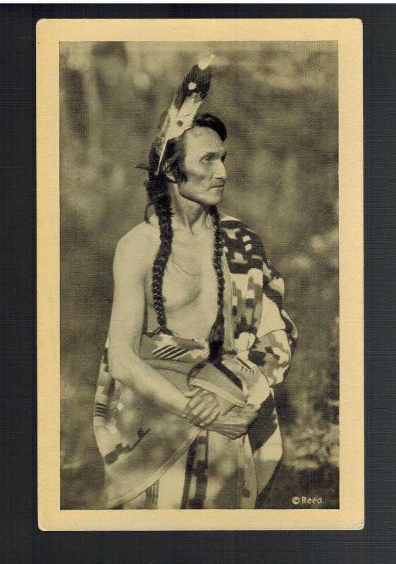 Real Picture Postcard Native American Indian Chippewa Ojibway Man Long John