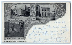 1906 Huckleberry Finn's Home Mark Twain Cave Printing Office Multiview Postcard