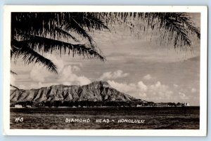 Honolulu Hawaii HI Postcard RPPC Photo View Of Diamond Head c1910's Antique