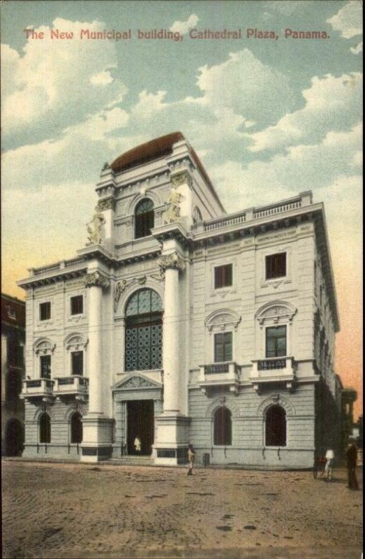 Panama Canal Zone Municipal Bldg Cathedral Plaza c1910 Postcard