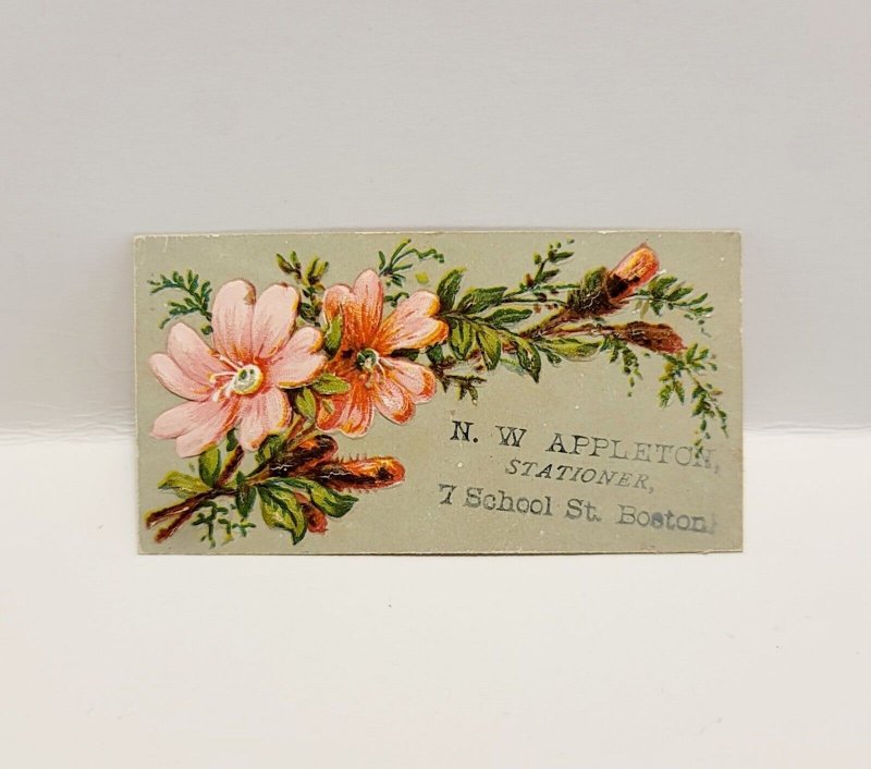 Antique Victorian 1880s NW Appleton Embossed Boston Business Card 2.5 x 1.5 02