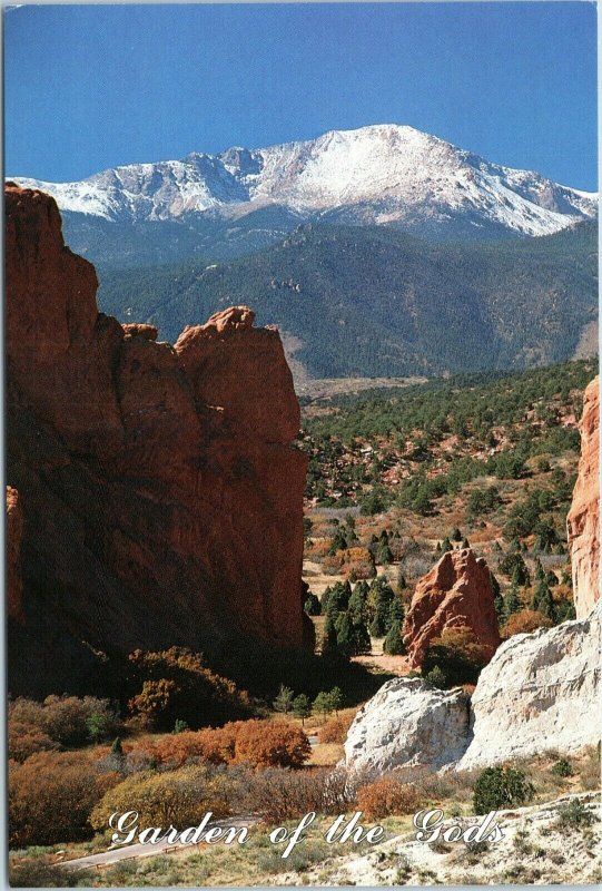 postcard Colorado Springs - Gardens of the Gods  Pikes Peak view through Gateway