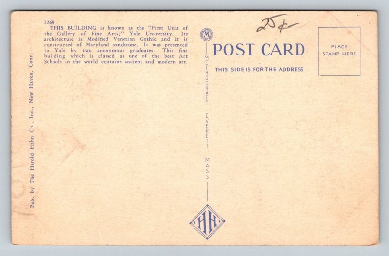 Yale University  New Haven  Connecticut    Postcard