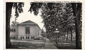 Postcard Campus View Showing Library College Wooster OH