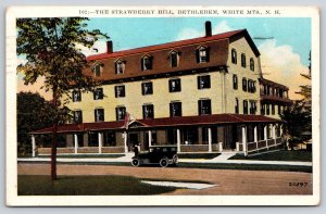 Bethlehem New Hampshire~White Mts~Strawberry Hill Hotel~USA Flag~1936 Postcard