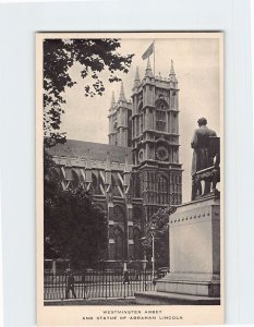 Postcard Westminster Abbey And Statue Of Abraham Lincoln London England