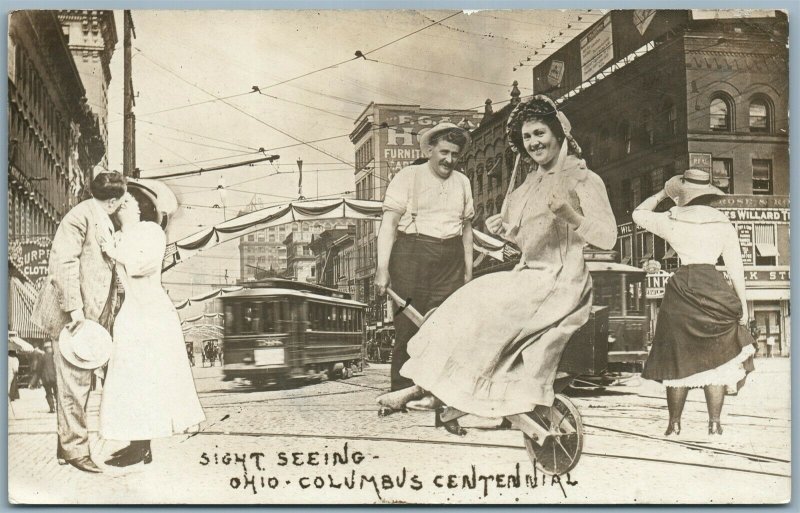 COLUMBUS OH CENTENNIAL 1912 ANTIQUE MONTAGE REAL PHOTO PC RPPC trolley COLLAGE