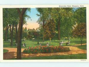 Unused Linen RIVERVIEW PARK SCENE Ottumwa Iowa IA r8304