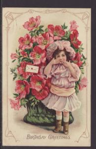Birthday Greetings,Girl,Flowers Postcard