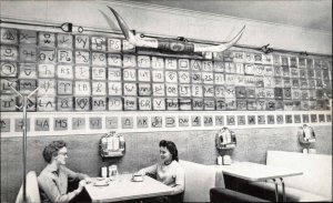 Redmond OR Brand Caf‚ Table Jukebox Horns on Wall Old Postcard