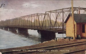 Postcard Bridge to Island Arsenal from Moline IL