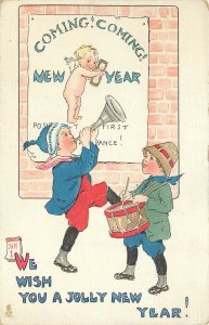 Tuck New Year Postcard 612 We Wish You a Jolly New Year Children