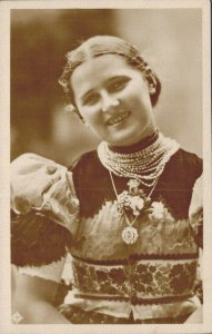 Hungary Young Girl of Mezökövesd in National Costume Vintage RPPC 07.83