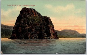 OR-Oregon, Lone Rock standing In The Columbia River, Solitary rock, Postcard