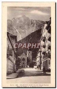 Chamonix Postcard Old Place of & # 39eglise and Brevent