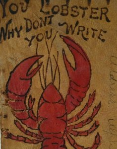 Leather Postcard You Lobster Why Don't You Write Vintage Antique Original Iowa