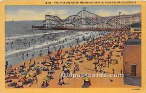 The Cyclone Racer and Beach Crowds Long Beach, California, CA, USA Unused 