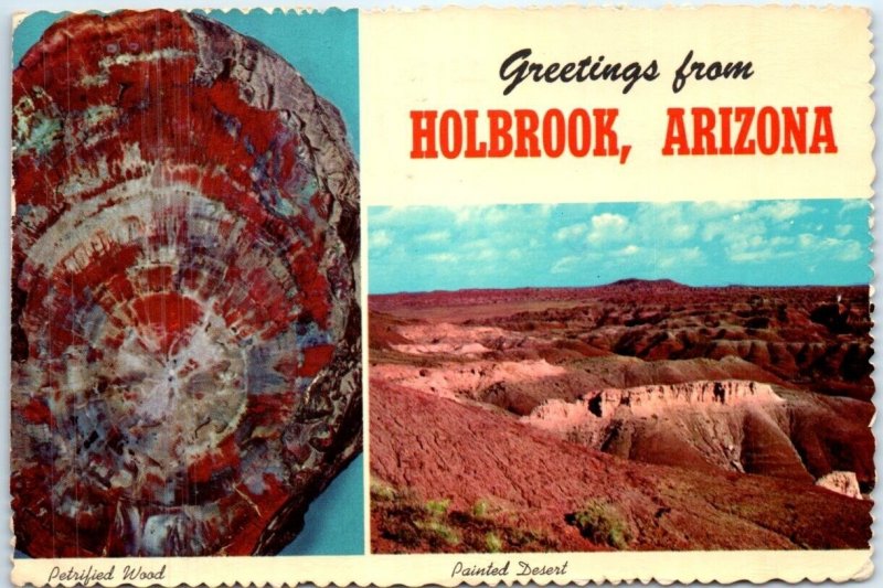 Postcard - Petrified Wood & Painted Desert - Greetings from Holbrook, Arizona