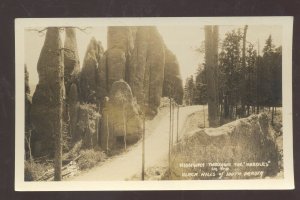 RPPC BLACK HILLS SOUTH DAKOTA SD HIGHWAY THRU THE NEEDLES REAL PHOTO POSTCARD