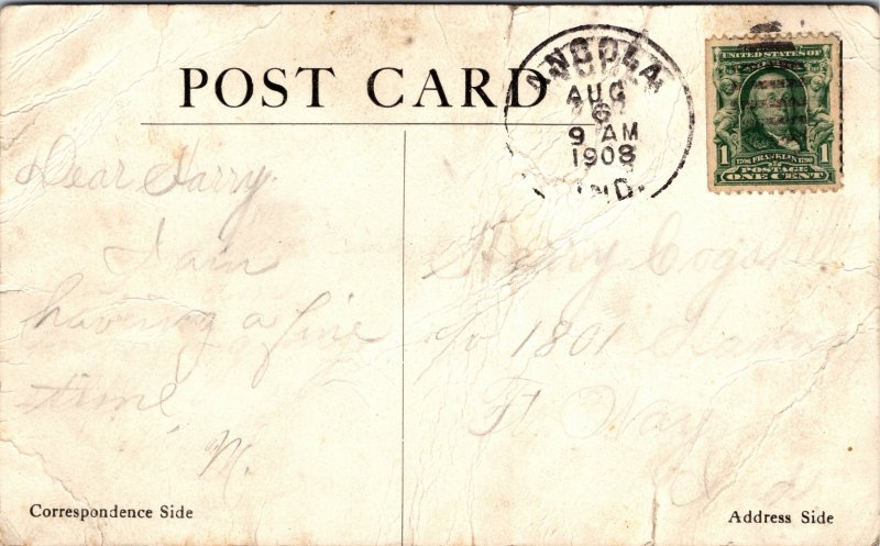 Postcard IN Angola Spring Point Lake James 1908