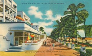 Miami Beach Florida Wofford Beach Hotel Colorpicture 1940s Postcard 21-14493