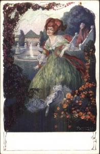 T. Welzl - Beautiful Victorian Woman in Green Dress BKWI #590-5 Postcard