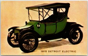 VINTAGE POSTCARD MUSEUM OF AUTOMOBILES - GREEN 1915 DETROIT ELECTRIC