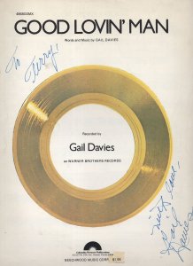 Gail Davies Good Lovin' Man Hand Signed XL USA Sheet Music