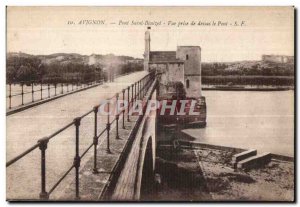 Old Postcard Avignon Pont Saint Benezet view Top Taken on Bridge