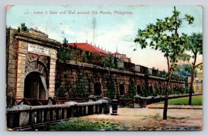 1910 Philippines Manila Isabel II Gate Walled City Postcard Posted Vintage