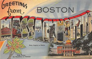 Greetings from Boston, Massachusetts Large Letter Unused 