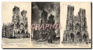 Postcard Old Large Format Reims The Cathedral The Great War Militaria 27 * 14 cm