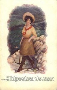 J. Tully Western Cowboy, Cowgirl 1907 minor corner wear with paint chips on c...